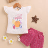BUMZEE Beige & Pink Girls Half Sleeves T-Shirt & Short Set