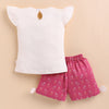 BUMZEE Beige & Pink Girls Half Sleeves T-Shirt & Short Set
