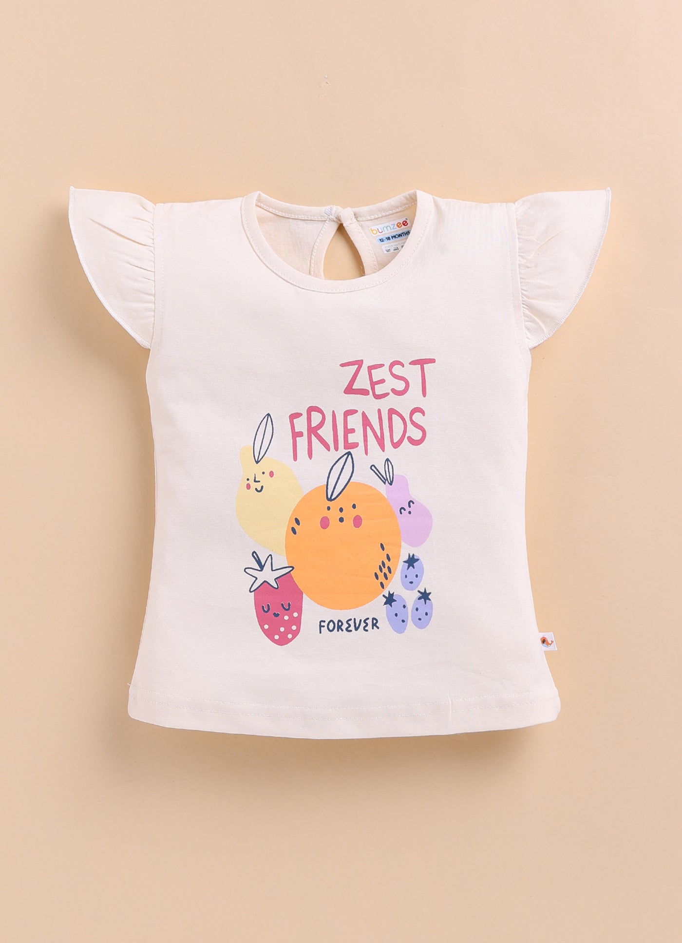 BUMZEE Beige & Pink Girls Half Sleeves T-Shirt & Short Set