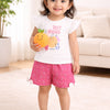 BUMZEE Beige & Pink Girls Half Sleeves T-Shirt & Short Set