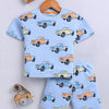 BUMZEE Sky Blue Boys Half Sleeves Oversized T-Shirt & Short Set