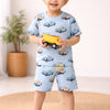 BUMZEE Sky Blue Boys Half Sleeves Oversized T-Shirt & Short Set