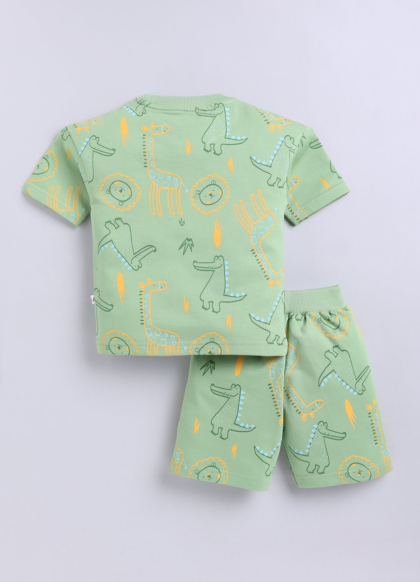 BUMZEE Green Boys Half Sleeves Oversized T-Shirt & Short Set