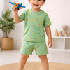 BUMZEE Green Boys Half Sleeves Oversized T-Shirt & Short Set
