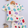 BUMZEE Beige Boys Half Sleeves Oversized T-Shirt & Short Set