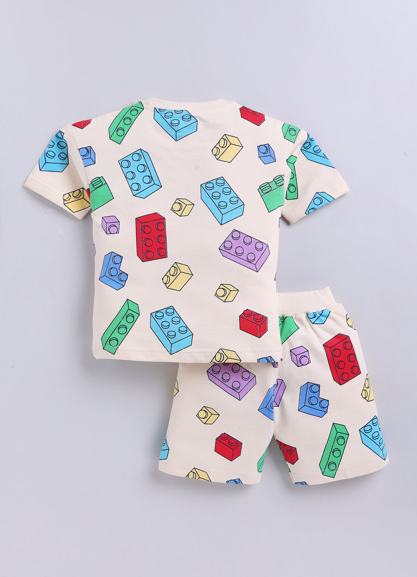 BUMZEE Beige Boys Half Sleeves Oversized T-Shirt & Short Set