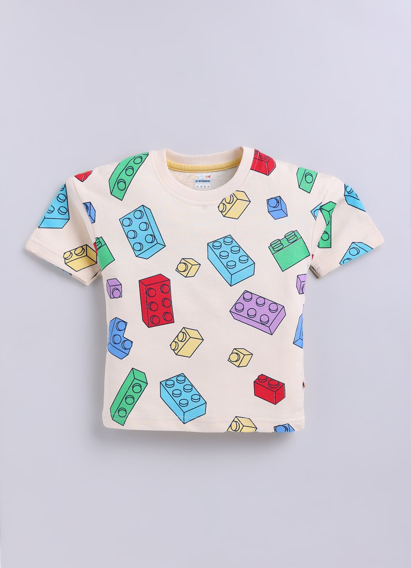 BUMZEE Beige Boys Half Sleeves Oversized T-Shirt & Short Set