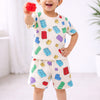 BUMZEE Beige Boys Half Sleeves Oversized T-Shirt & Short Set