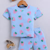 BUMZEE Sky Blue Girls Half Sleeves Oversized T-Shirt & Short Set