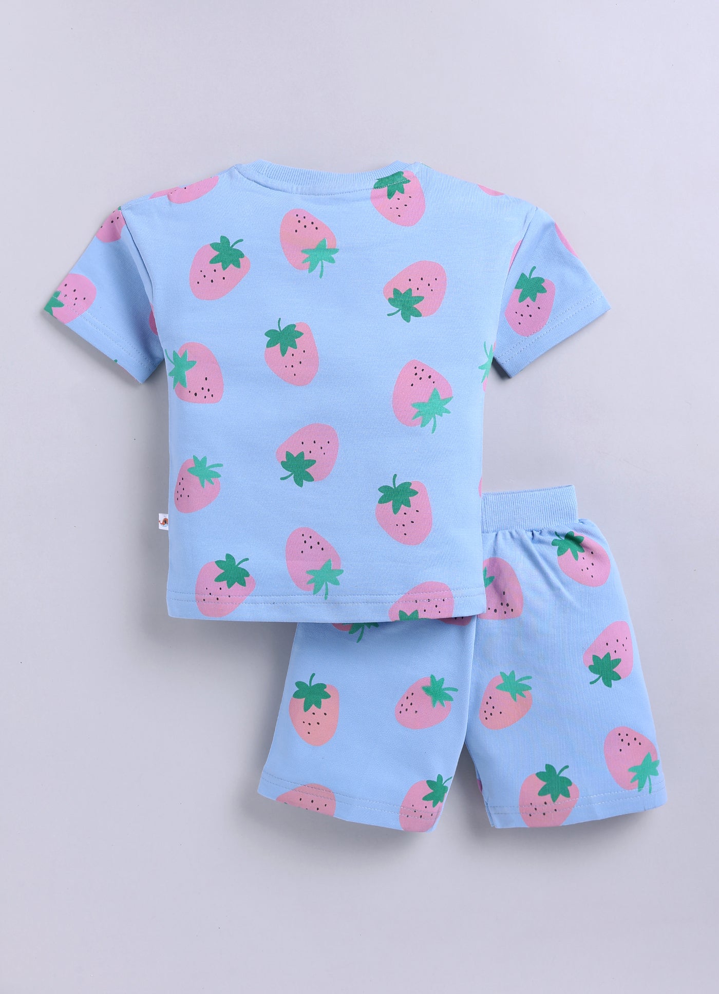 BUMZEE Sky Blue Girls Half Sleeves Oversized T-Shirt & Short Set