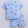 BUMZEE Sky Blue Girls Half Sleeves Oversized T-Shirt & Short Set