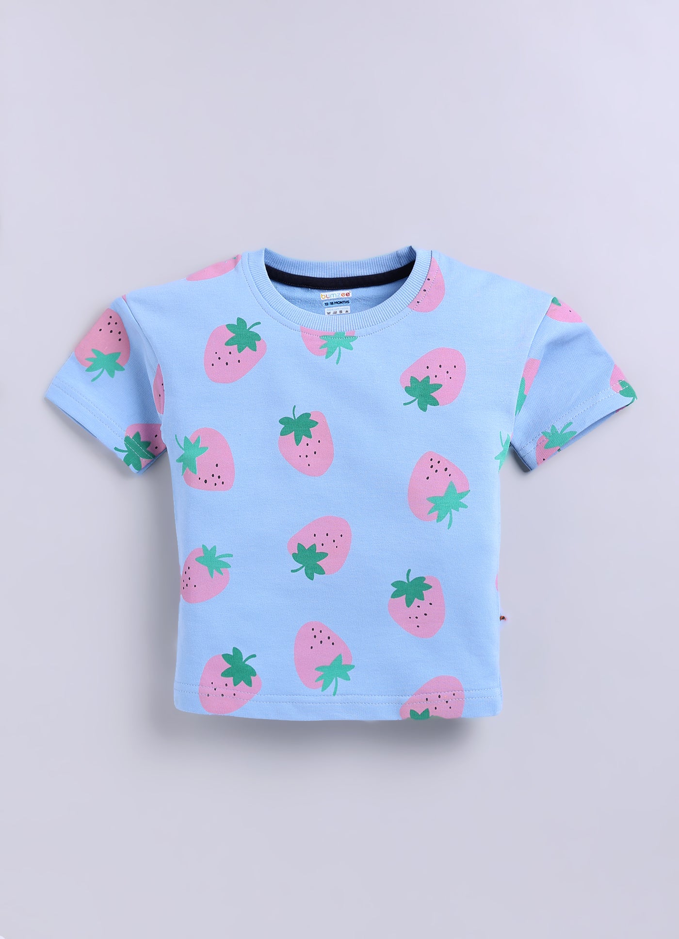 BUMZEE Sky Blue Girls Half Sleeves Oversized T-Shirt & Short Set
