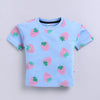 BUMZEE Sky Blue Girls Half Sleeves Oversized T-Shirt & Short Set