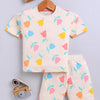 BUMZEE Beige Girls Half Sleeves Oversized T-Shirt & Short Set