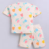 BUMZEE Beige Girls Half Sleeves Oversized T-Shirt & Short Set