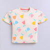 BUMZEE Beige Girls Half Sleeves Oversized T-Shirt & Short Set