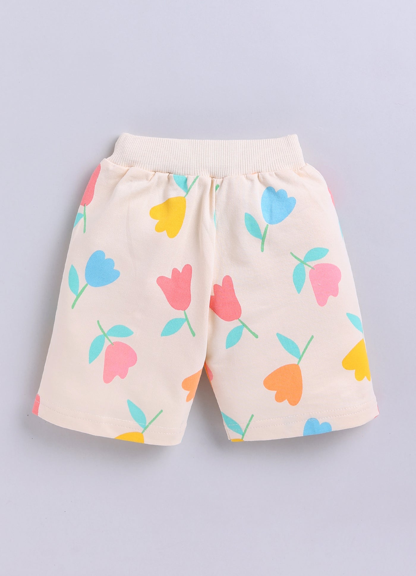 BUMZEE Beige Girls Half Sleeves Oversized T-Shirt & Short Set
