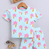 BUMZEE Mint Green Girls Half Sleeves Oversized T-Shirt & Short Set