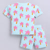 BUMZEE Mint Green Girls Half Sleeves Oversized T-Shirt & Short Set