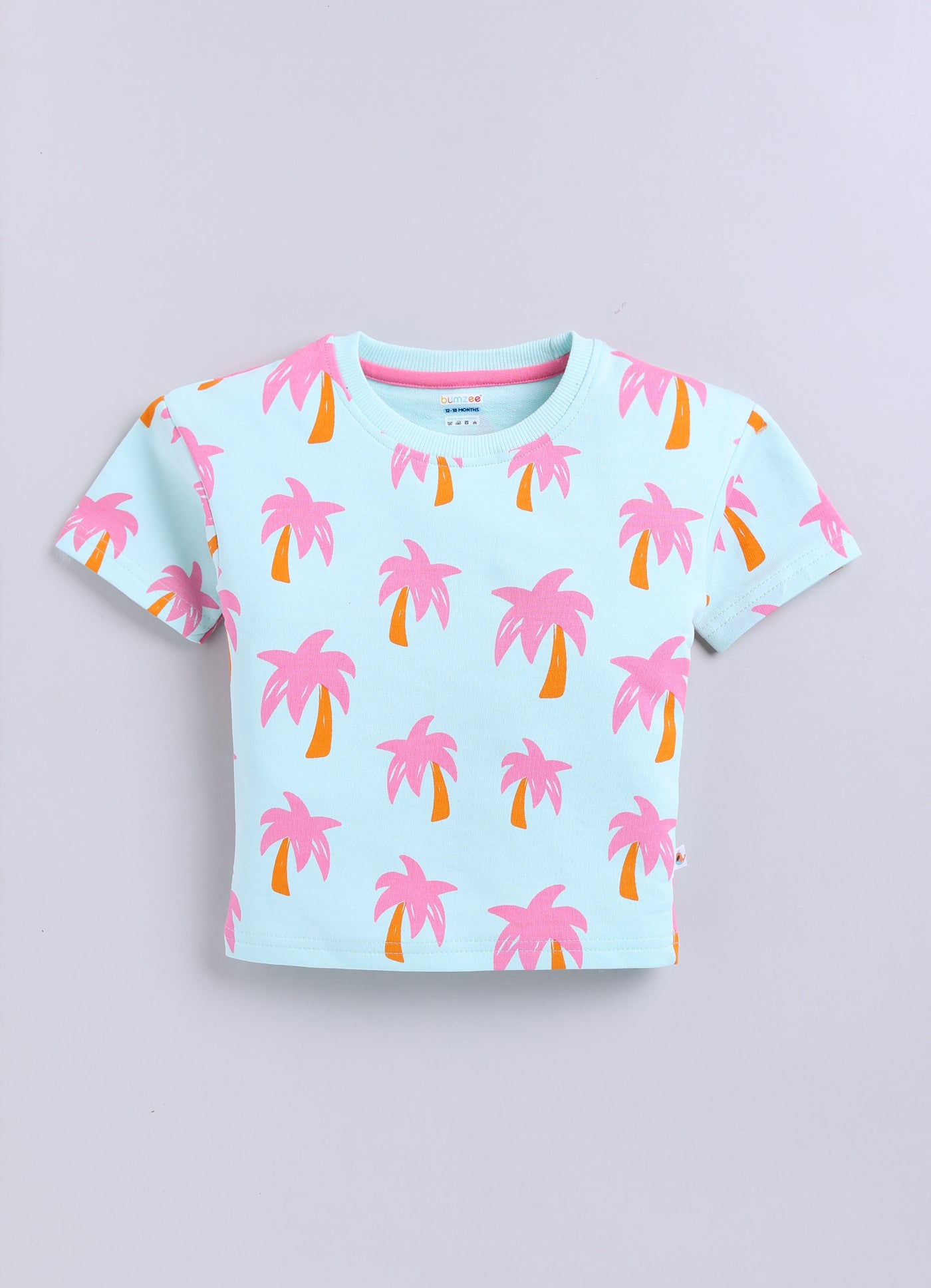 BUMZEE Mint Green Girls Half Sleeves Oversized T-Shirt & Short Set