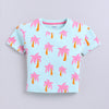 BUMZEE Mint Green Girls Half Sleeves Oversized T-Shirt & Short Set