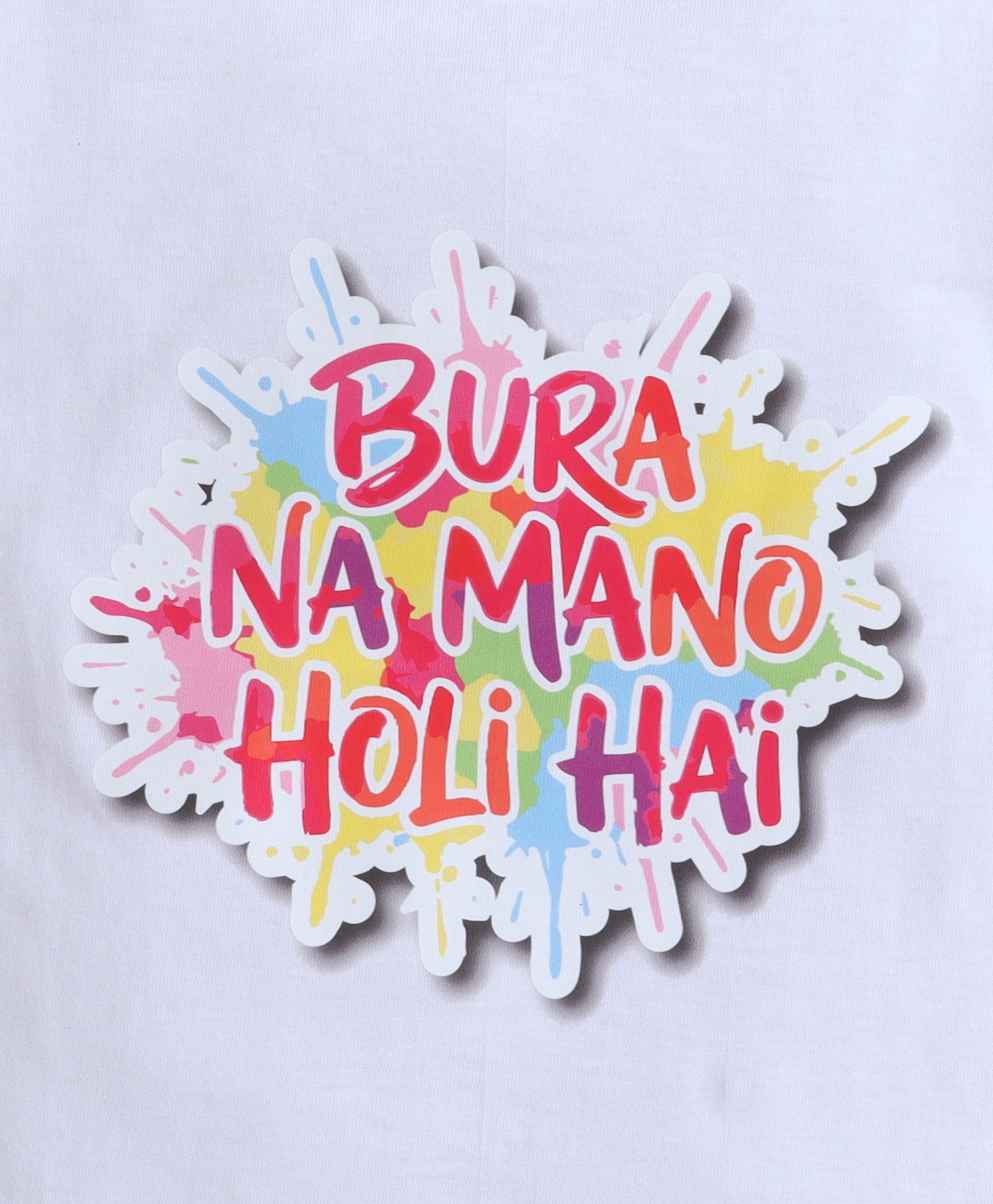 BUMZEE White Unisex Half Sleeves Bura Na Mano Holi Hai T-Shirt