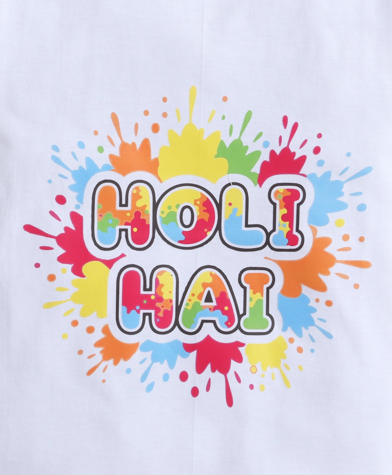 BUMZEE White Unisex Half Sleeves Holi Hai T-Shirt