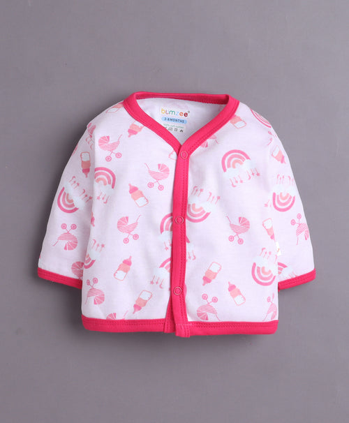 Girls 100% Cotton Rainbow Jabla - White & Baby Pink