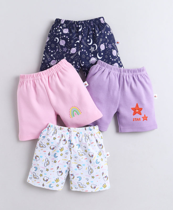 BUMZEE Pink & Lavender Girls Shorts Pack Of 4