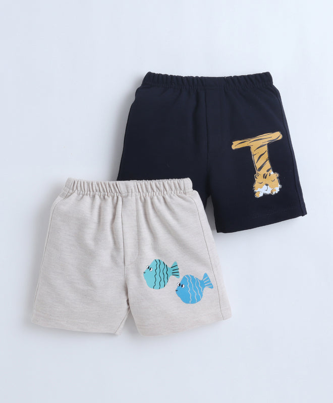 BUMZEE Black & Beige Boys Shorts Pack Of 2