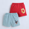BUMZEE Red & Sea Green Boys Shorts Pack Of 2