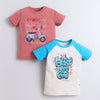 BUMZEE Beige & Brick Red Boys Half Sleeves Cotton T-Shirts Pack Of 2