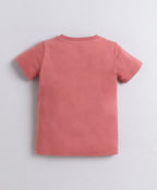 Bumzee Beige & Brick Red Graphic Print T-Shirt, Pack of 2, Half Sleeves