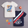 BUMZEE Beige & Navy Boys Half Sleeves Cotton T-Shirts Pack Of 2