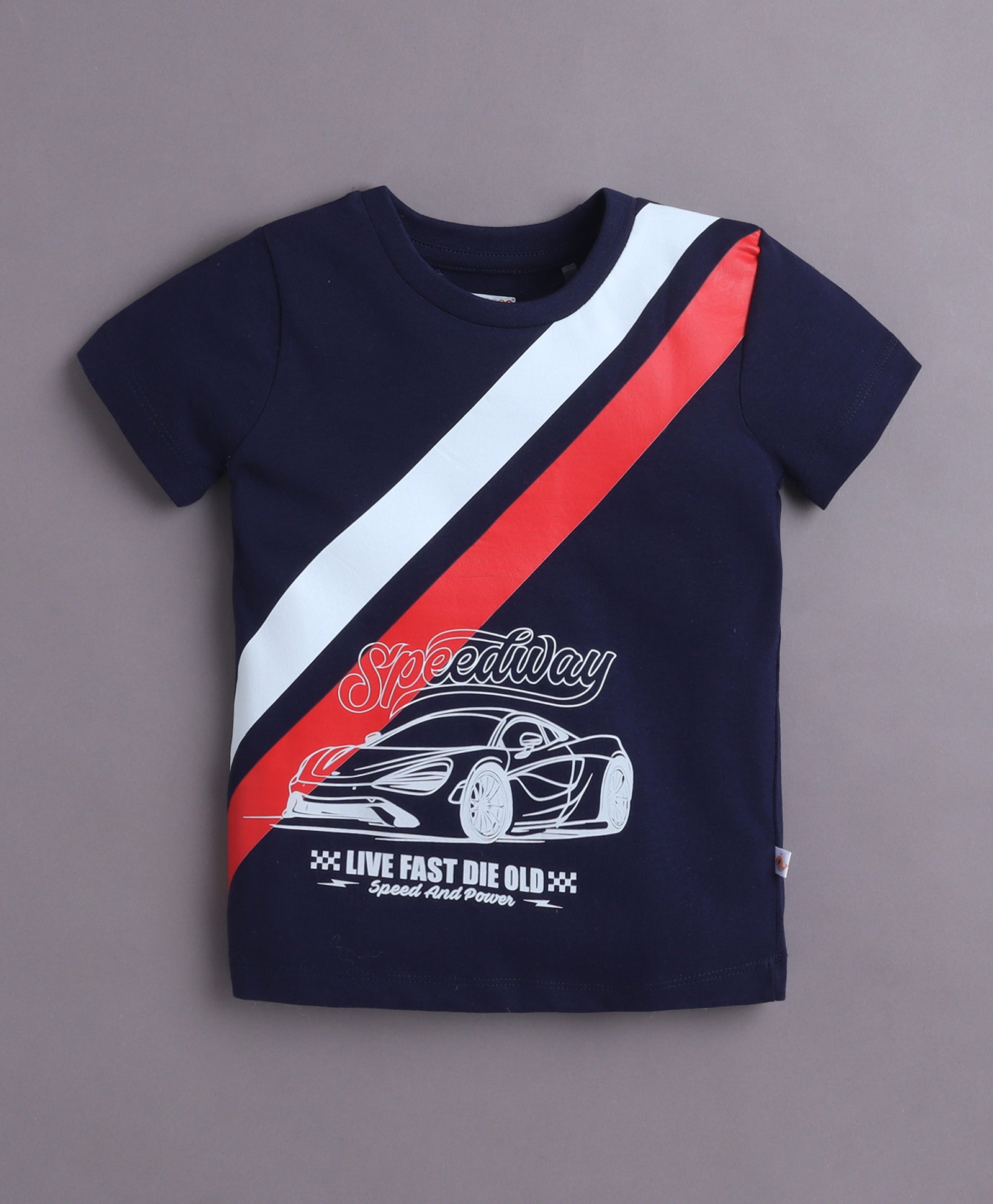 BUMZEE Beige & Navy Boys Half Sleeves Cotton T-Shirts Pack Of 2