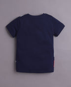 Bumzee Beige & Navy Animal Print T-Shirt, Pack of 2, Half Sleeves, 100% Cotton