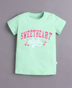 Bumzee Peach & Green Graphic Print T-Shirt, Pack of 2, Half Sleeves, 100% Cotton