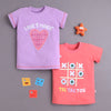 BUMZEE Purple & Coral Girls Half Sleeves Cotton T-Shirts Pack Of 2