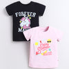 BUMZEE Pink & Black Girls Half Sleeves Cotton T-Shirts Pack Of 2