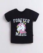 Bumzee Pink & Black Animal Print T-Shirt, Pack of 2, Half Sleeves, 100% Cotton