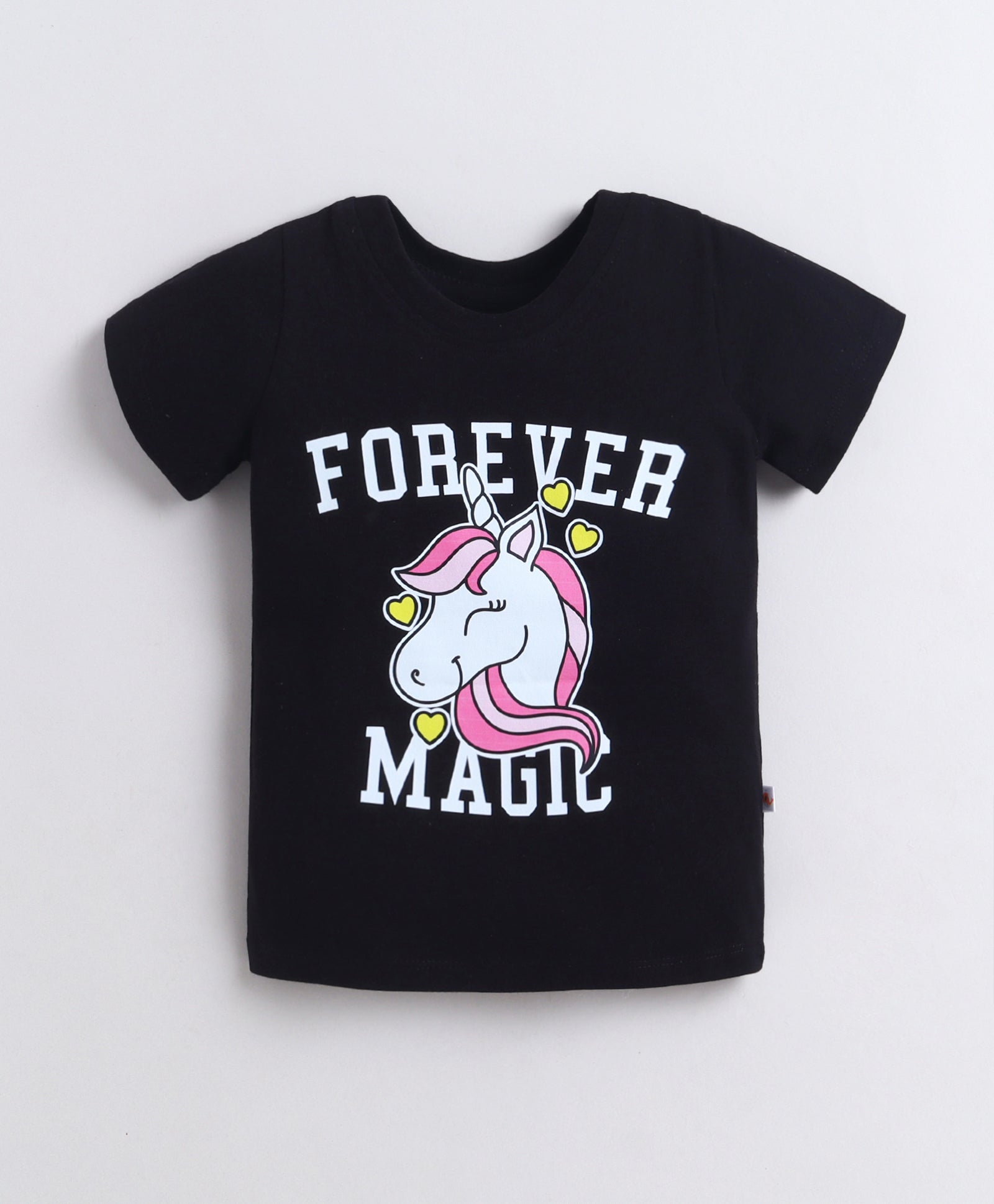 BUMZEE Pink & Black Girls Half Sleeves Cotton T-Shirts Pack Of 2