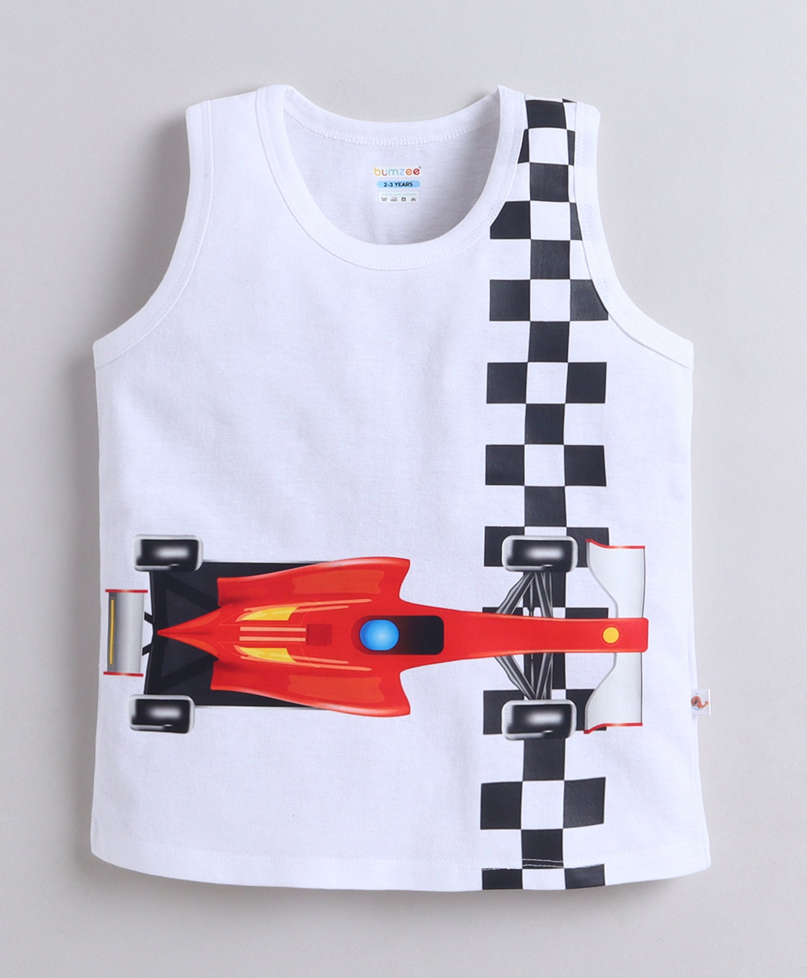BUMZEE Orange & White Boys Sleeveless Cotton T-Shirts Pack Of 2