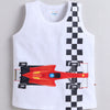 BUMZEE Orange & White Boys Sleeveless Cotton T-Shirts Pack Of 2