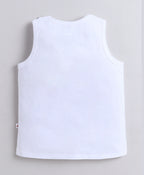 Bumzee Orange & White Graphic Print T-Shirt, Pack of 2, Sleeveless, 100% Cotton