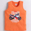 BUMZEE Orange & White Boys Sleeveless Cotton T-Shirts Pack Of 2