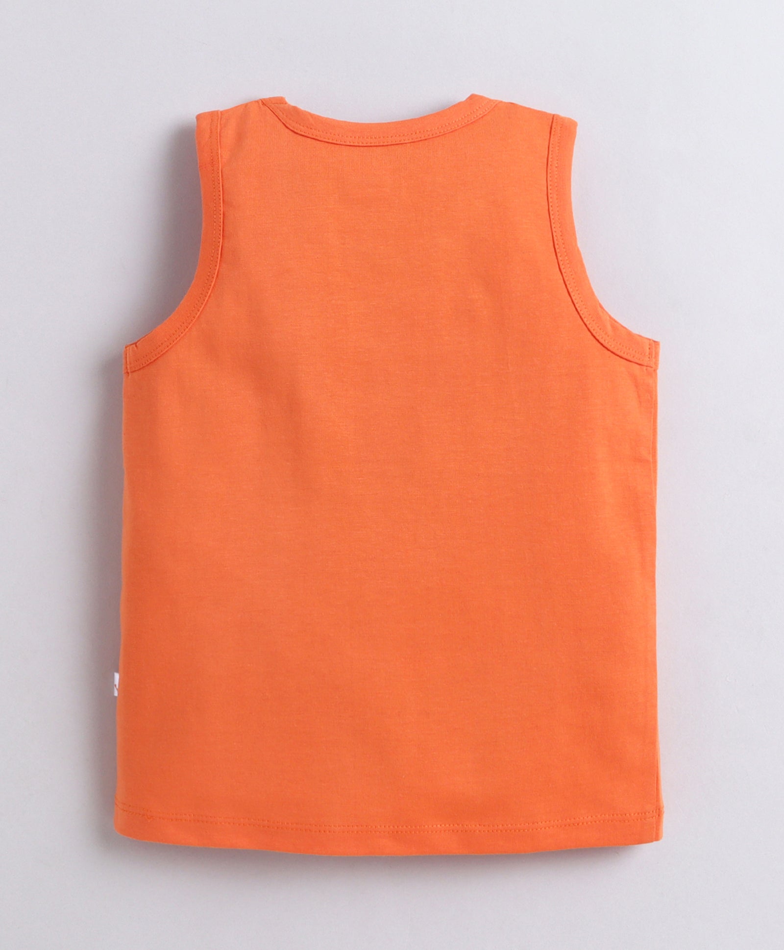 BUMZEE Orange & White Boys Sleeveless Cotton T-Shirts Pack Of 2