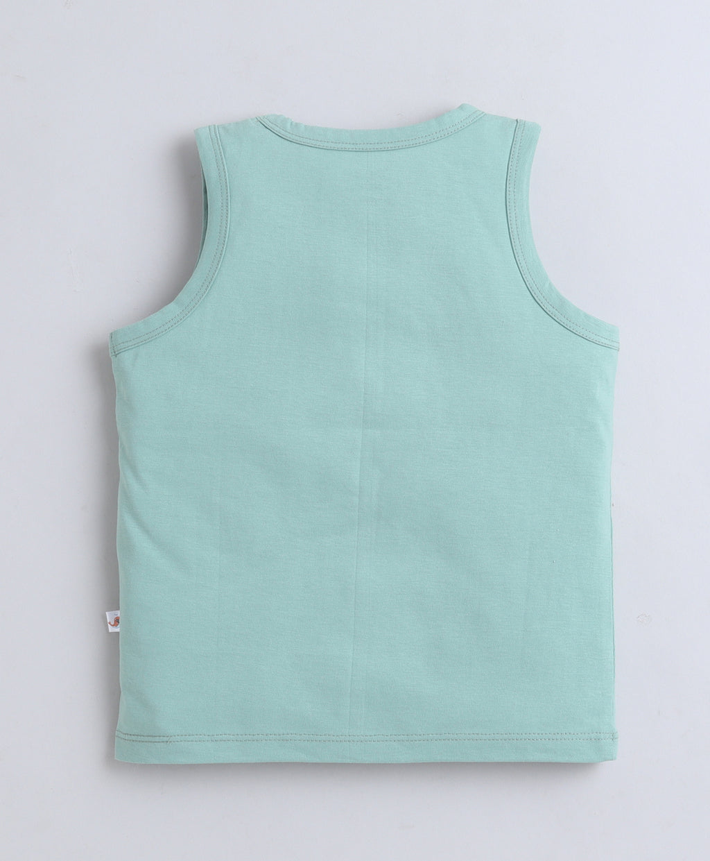 Bumzee Green & Sky Blue Graphic Print T-Shirt, Pack of 2, Sleeveless, 100% Cotton