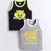 BUMZEE Black & Grey Boys Sleeveless Cotton T-Shirts Pack Of 2