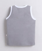 Bumzee Black & Grey Animal Print T-Shirt, Pack of 2, Sleeveless, 100% Cotton