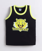 Bumzee Black & Grey Animal Print T-Shirt, Pack of 2, Sleeveless, 100% Cotton